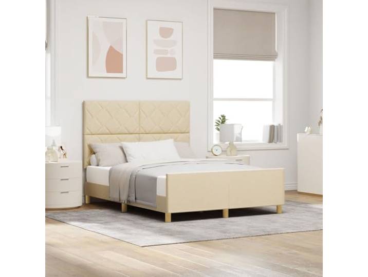 SKTQYQO Bettrahmen aus cremefarbenem Stoff - Multifunktionsbett Hotelbettrahmen Geeignet für Hotels und Studien 140x190cm