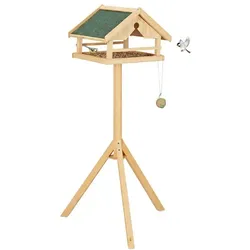 Relaxdays Vogelfutterhaus mit Ständer Dunkelgrün,Hellbraun