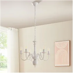 Lux.Pro, Kronleuchter, Kronleuchter Berkeley Metall Vintage-Weiss (56 cm)
