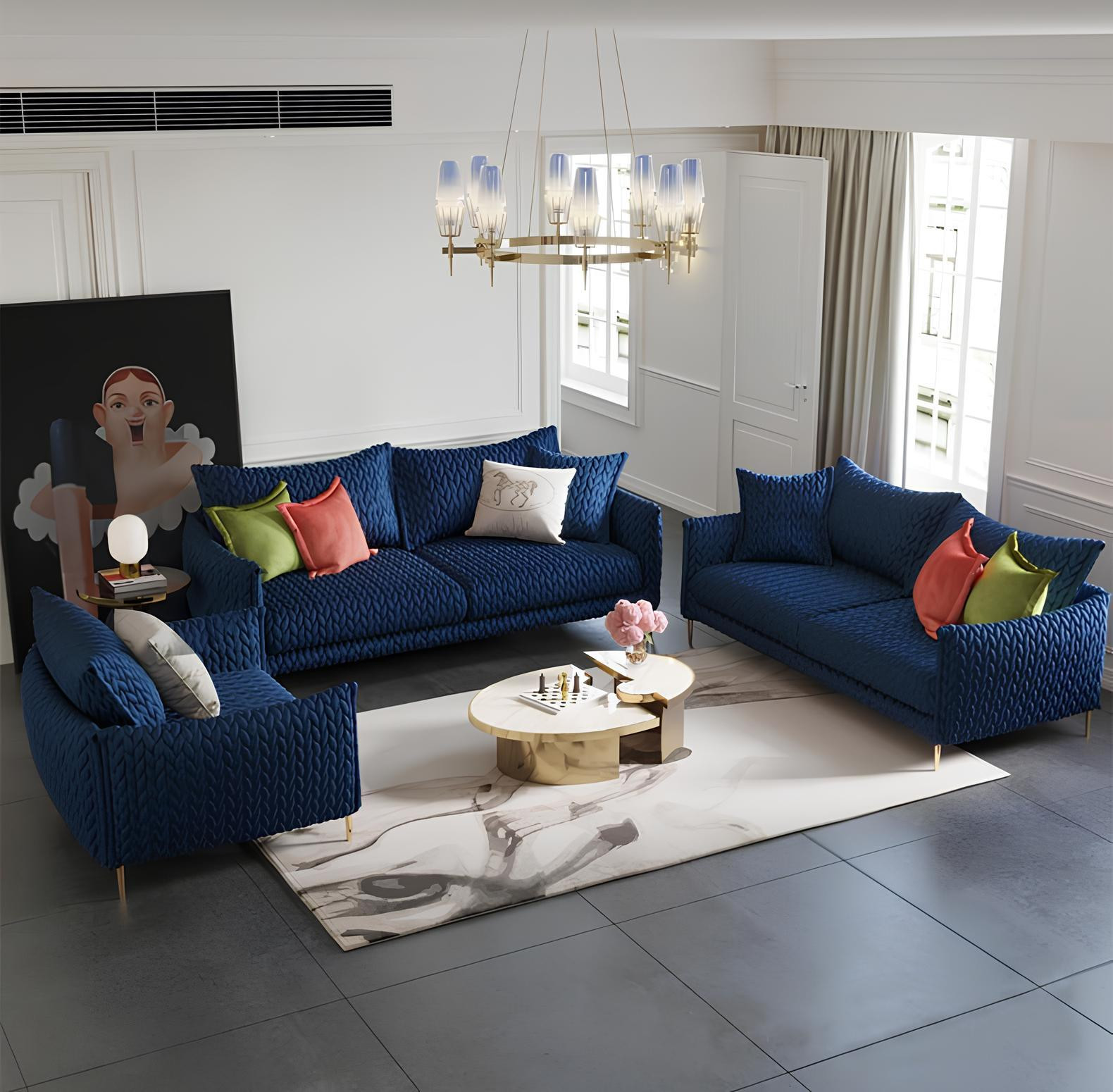 Leren bankstel set van 3+2+1 elementen voor de woonkamer