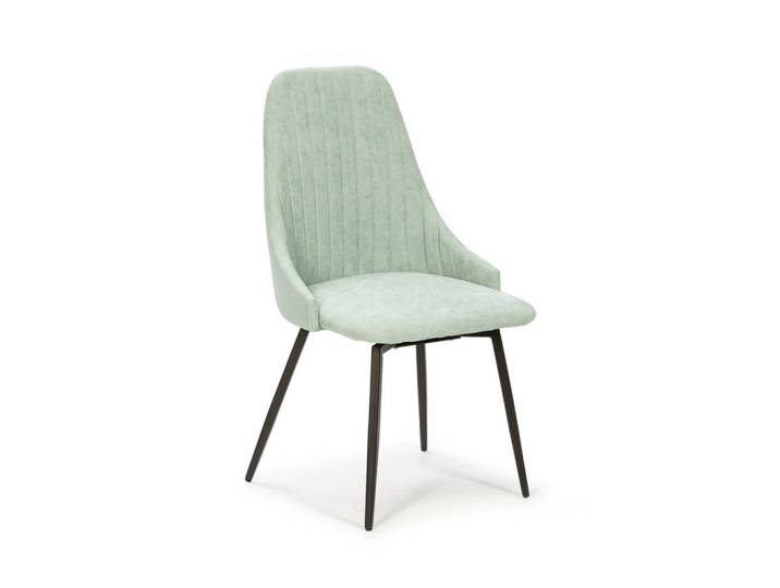 Calicosy SET aus 2 drehbaren Stühlen aus Stoff mit schwarzen Metallbeinen L50 cm - Elma, Salbeigrün, 55x47x50 cm, Esszimmer, Stühle