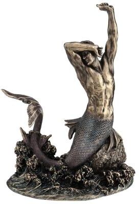Veronese Design 7.87 in H Merman Stretching on Rock Figurine Poly Resin