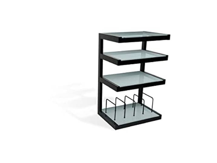 Norstone Esse hi-fi Vinyl Noir satiné verres Dépolis - Meuble Hifi