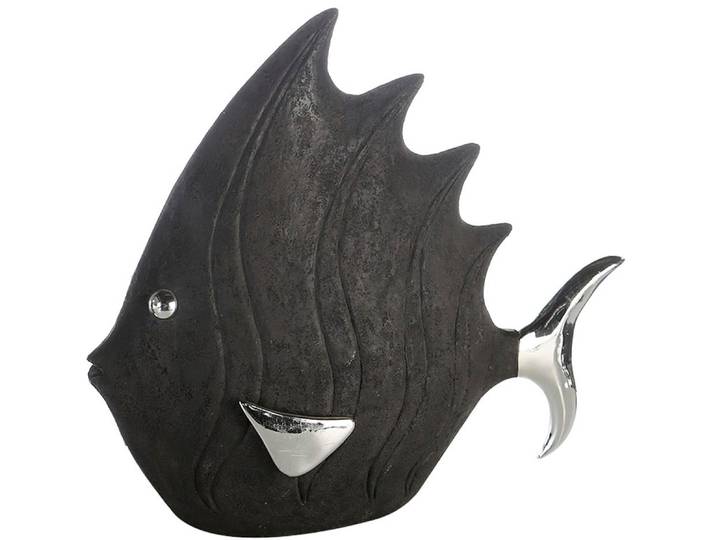 Tierfigur CASABLANCA BY GILDE Figur Fisch , schwarz, B:36cm H:33cm T:15cm, Kunstharz, Dekofiguren, Tierfigur