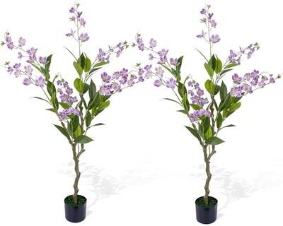 YUN "47"" Artificial Floral Tree, Realistic Faux Flower Plant for Indoor Outdoor Decor"