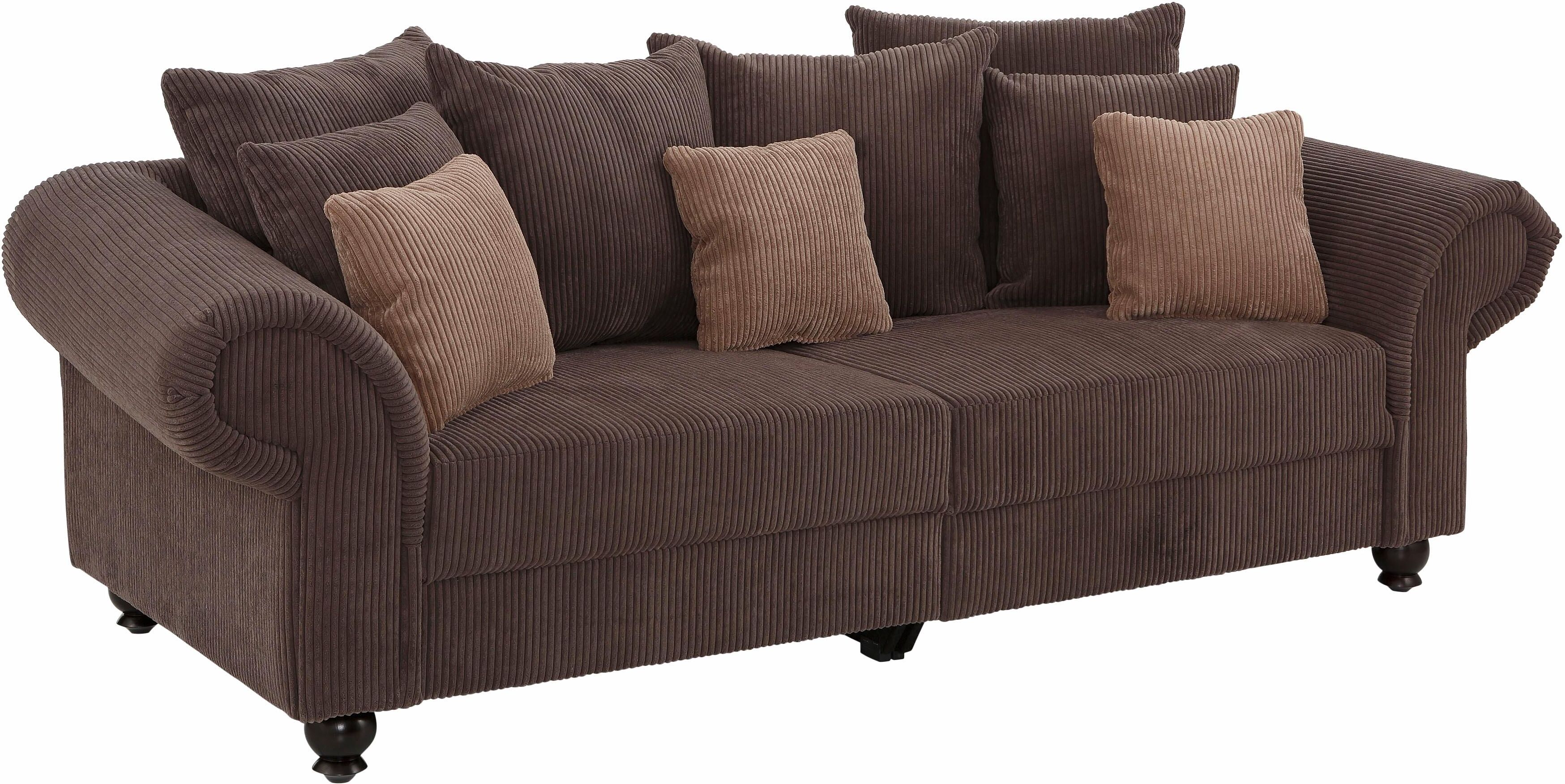 Big-Sofa HOME AFFAIRE "King Henry Mega Sofa, viel Platz, Breite 242cm, Federkern", braun (kakao), B:242cm H:90cm T:103cm, Samtcord »Ribbon« (88% Polyester 12% Polyacryl);Luxus-Microfaser (100% Polyester), Sofas, Big-Sofa, in legerer Polsterung und vielen 