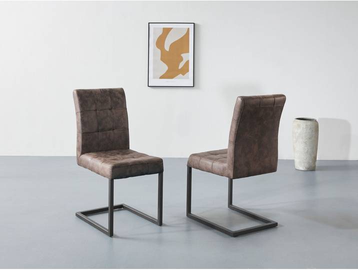 Esszimmerstuhl HELA Donna , braun (vintage braun, anthrazit), B:42cm H:91cm T:62cm, Softex Vintage: 100% Polyester, Stühle, Esszimmerstuhl, Freischwinger mit Vintage Microfaser Bezug