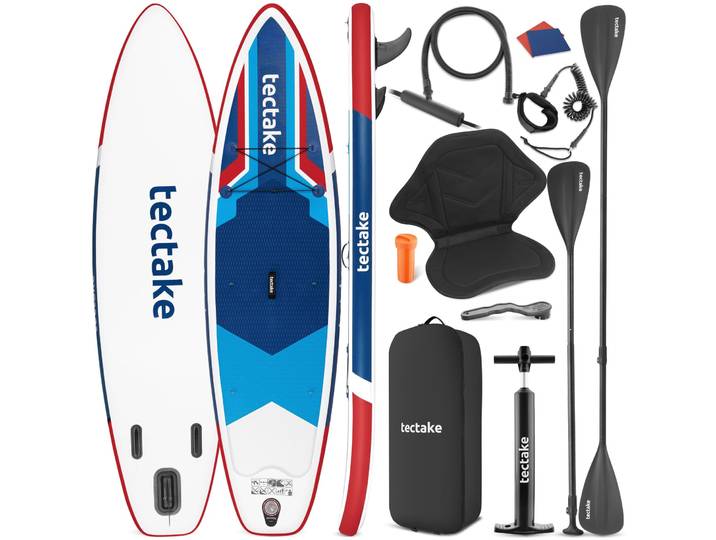 Planche de stand-up paddle 2 en 1, 320 cm, gonflable, kit complet - rouge/bleu