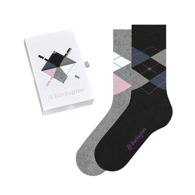 Socken BURLINGTON "Basic Gift Box", Damen, Gr. 36-41, Sockengröße, multicolorot schwarz grau mix 0500, Baumwollmischung, mehrfarbig, Socken Socken, Gift-Box, Argyle-Design, Burlington-Clip, Einheitsgröße 36-41