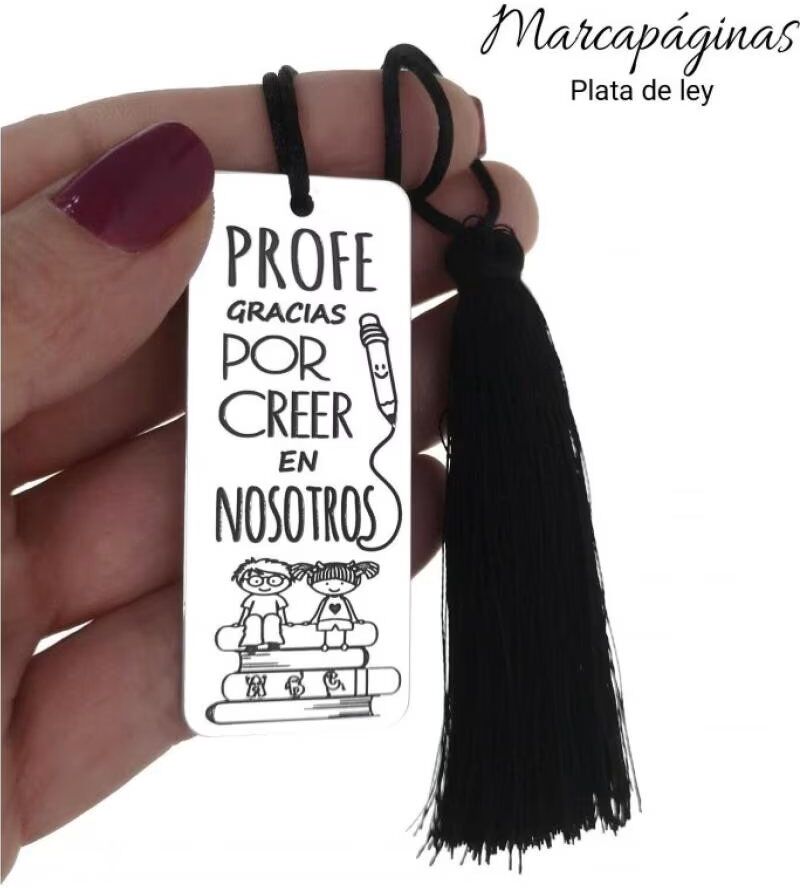 Marcapáginas Minoplata De Plata De Ley - Profe Gracias Por Creer Talla Única Unisex