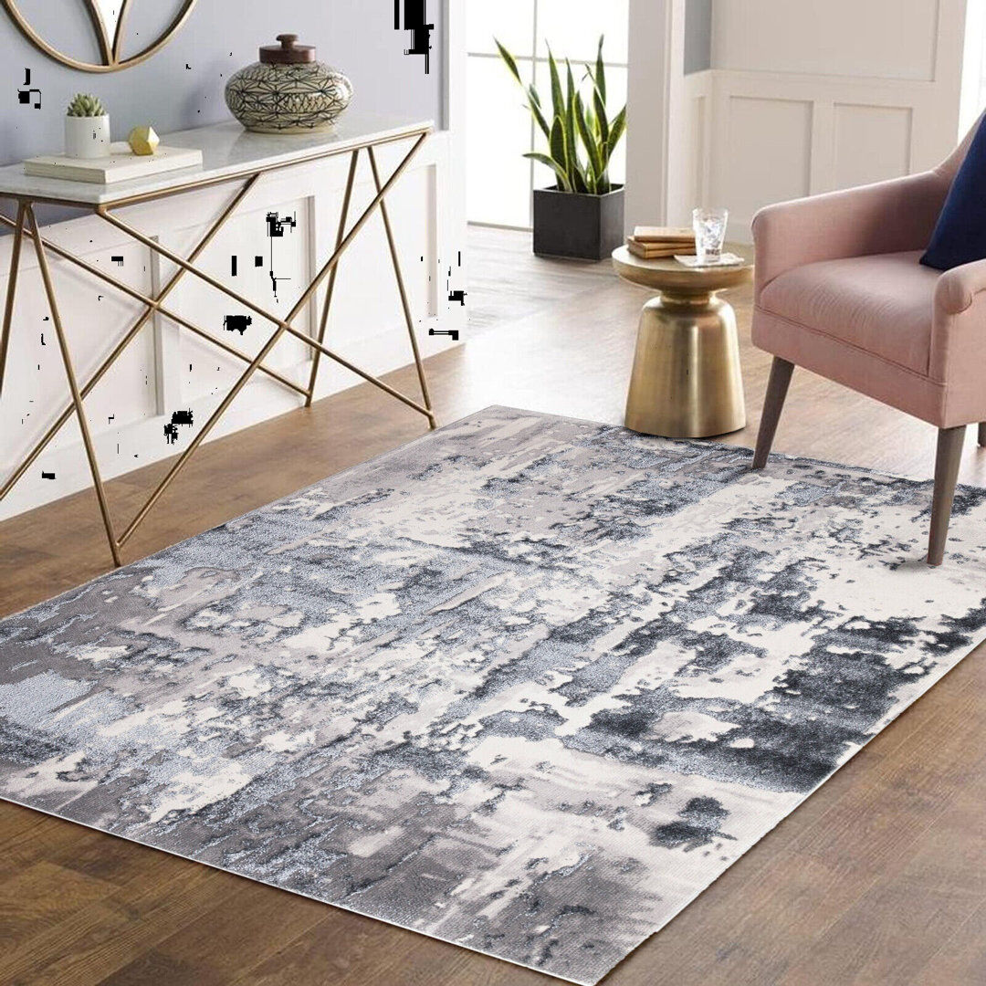 Borough Wharf Ingar Abstract Berber Area Rug Gray Rectangle 160 x 230cm