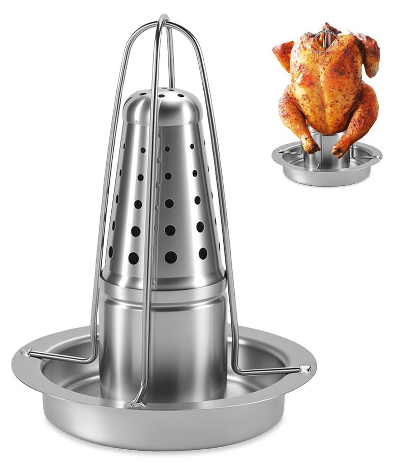 Dripio Rostvrijstalen verticale grill voor kip, 17 x 23 cm, geschikt voor oven en grill