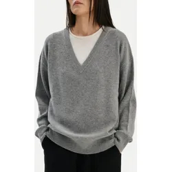 Feinstrickpullover V-Ausschnitt SW14.05 Grau M