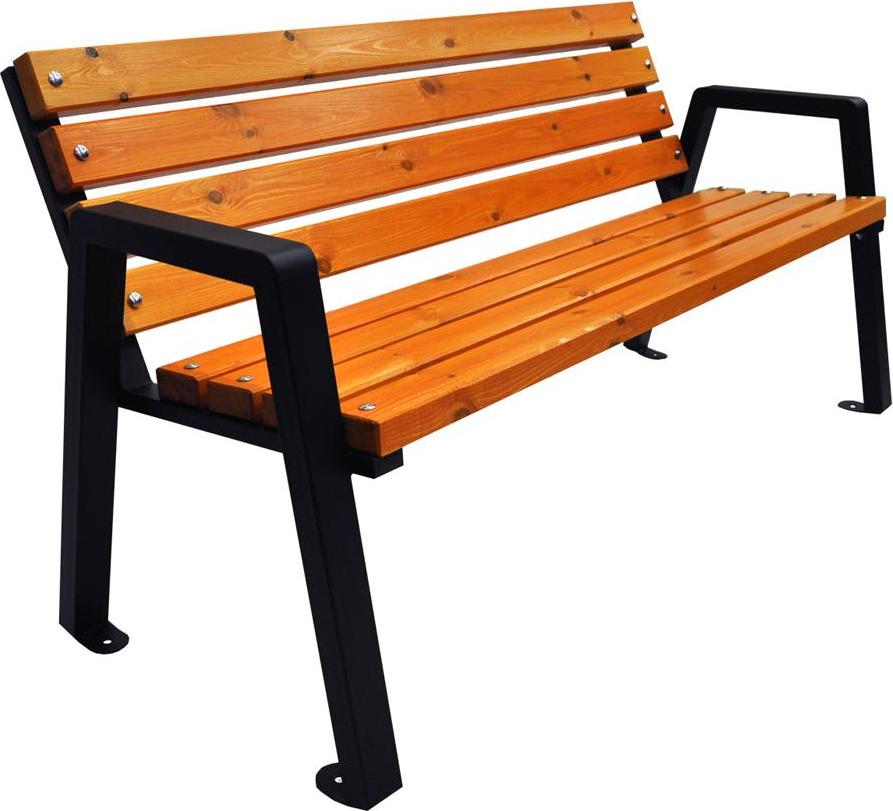 Moderno Gartenbank Teak 175 cm, Holz-Stahl-Konstruktion mit Rückenlehne