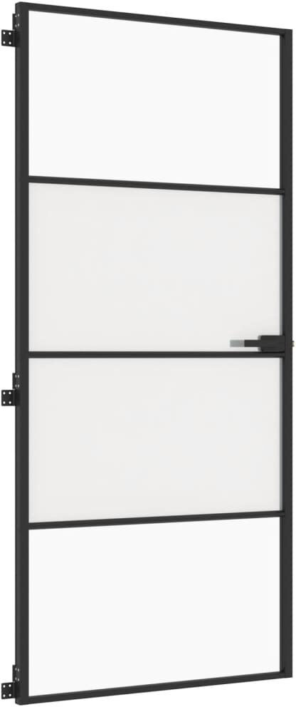 Latitude Run Aeri Glass Standard Door Black 201.5cm H x 93cm W