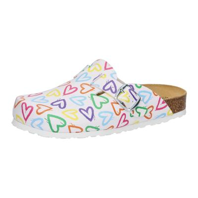 Clog LICO "Clog Bioline Clog Print", Damen, Gr. 36, weiß, Synthetik, Schuhe Clog