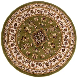 Traditioneller Teppich in Trendfarben `Glazert` . Farbe: Grün, 133x133 cm | Kadima Design