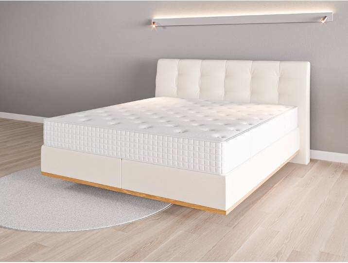 Boxspringbett 180x200 Nr. 2 - Beige/Braun (Cremeweiß) - Feiner Strukturstoff