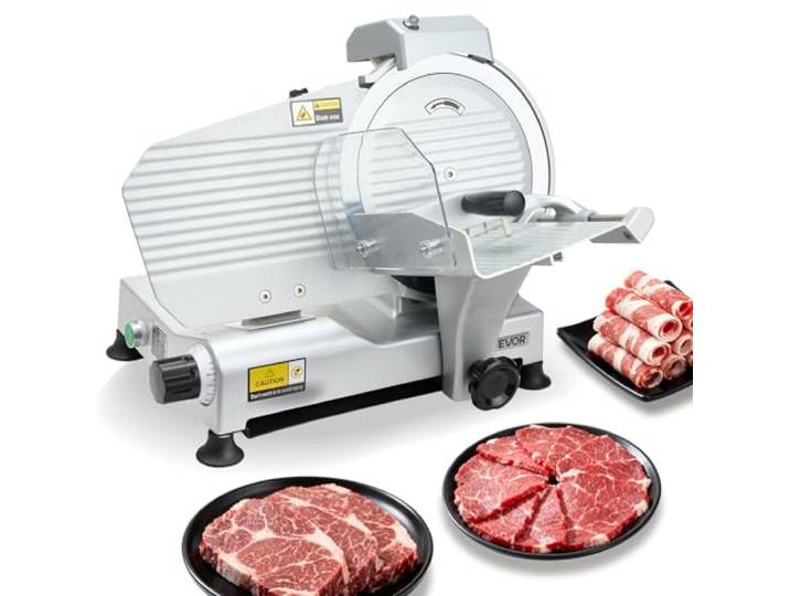 VEVOR Allesschneider Fleischschneider 320 W elektrische Aufschnittmaschine mit 25 cm Klinge, Fleischschneidemaschine mit 0-10 mm einstellbarer Dicke, für gefrorenes Fleisch Schinken Prime Steak