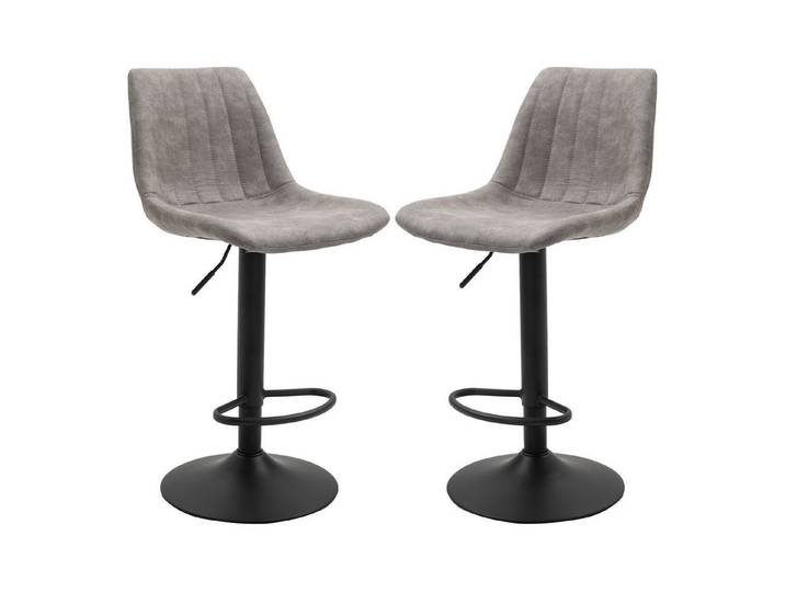 furnicato Barhocker 2er-Set Retrodesign, höhenverstellbar, Grau + (1 St)