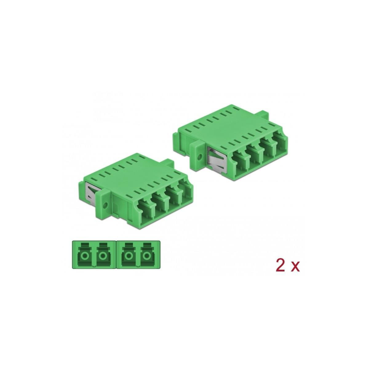 Delock Optische koppeling LC Quad naar LC Quad, single-mode, groen, 2 stuks
