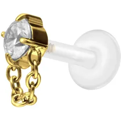 PTFE Labret mit Innengewinde + Titan-Aufsatz KRISTALL + KETTE