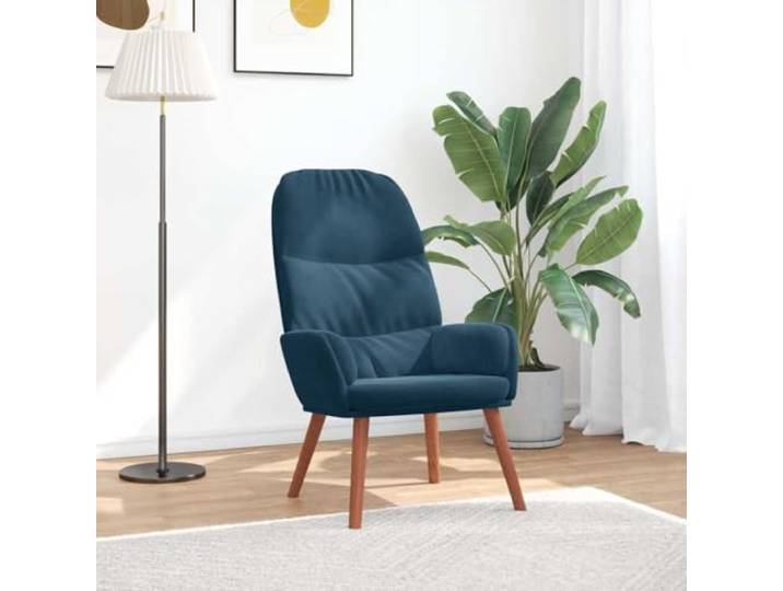 IBUQDDV Relaxsessel Blau Samt mit Sperrholz und Metall Gestell Samtbezug, dicke Polsterung, Holzfüße, stabiles Gestell, vielseitig nutzbar