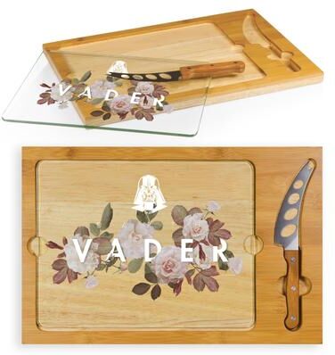 Toscana Darth Vader - Icon Glass Top Serving Tray & Knife Set