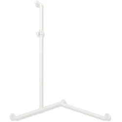 HEWI System 900 Duschhandlauf, verschiebbare Brausehalterstange, Edelstahl, 1250 mm x 800 mm