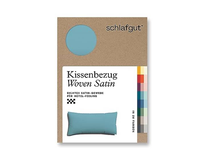 schlafgut Woven Satin Kissenbezug 40x80cm Petrol Mid, Hotelqualität seidig