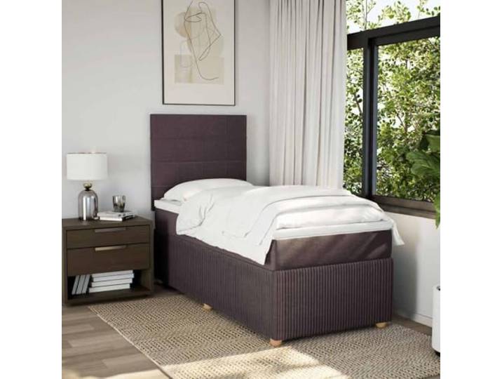 KTHLBRH Boxspringbett 100 x 200 dunkelbraun mit Matratze Taschenfedern, verstellbares Kopfteil, Lattenrost inklusive, waschbarer Matratzenbezug