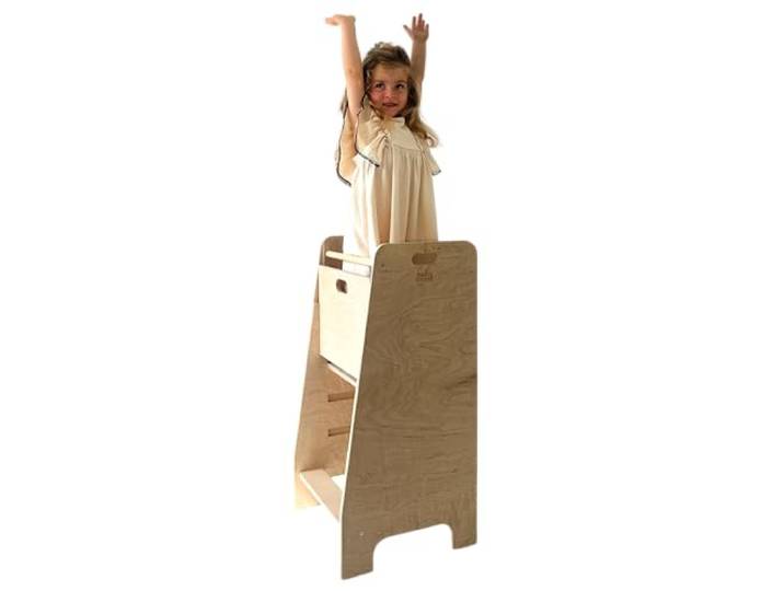 Lernturm aus Holz extra sicher Montessori Küchenhelfer Küchenhelfer Verstellbare Plattform Kitchen Helper Sichere Küchenmöbel Küchentreppe eingebettet (Natürliche)