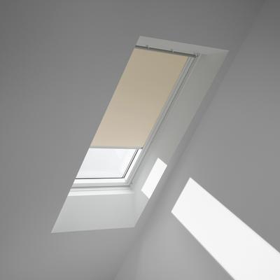 Verdunklungsrollo VELUX "DKL C04 1085SWL", beige (hellbeige, weiß), C04, stufenlos positionierbar, Aluminium, Polyester, Rollos, Verdunklungsrollo, weiße Führungsschienen & Griffleiste