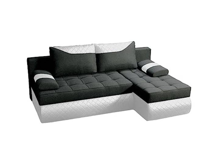 BROMARKT Ecksofa mit Schlaffunktion Sofa mit Bettkasten Schwarz Rechts Wohnlandschaft Eckcouch Freistehend Couch Polstercouch Schlafcouch Stauraum 200 cm Breite 4 Sitzer Schlafsofa