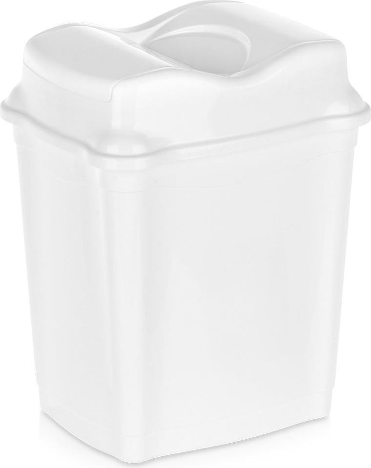 Orion Witte plastic prullenbak van 9 liter met scharnierend deksel