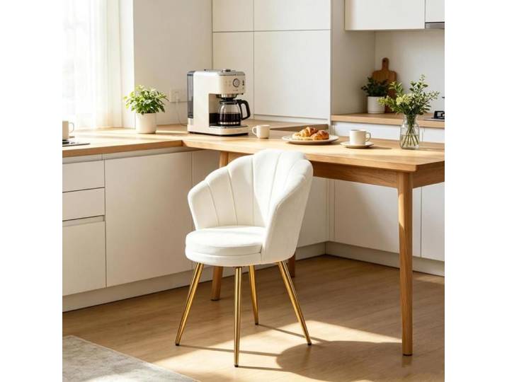 PIPIPOXER Chaise de salle à manger dossier Ergonomie pétale velours Coussin de siège confortable pour cuisine maison