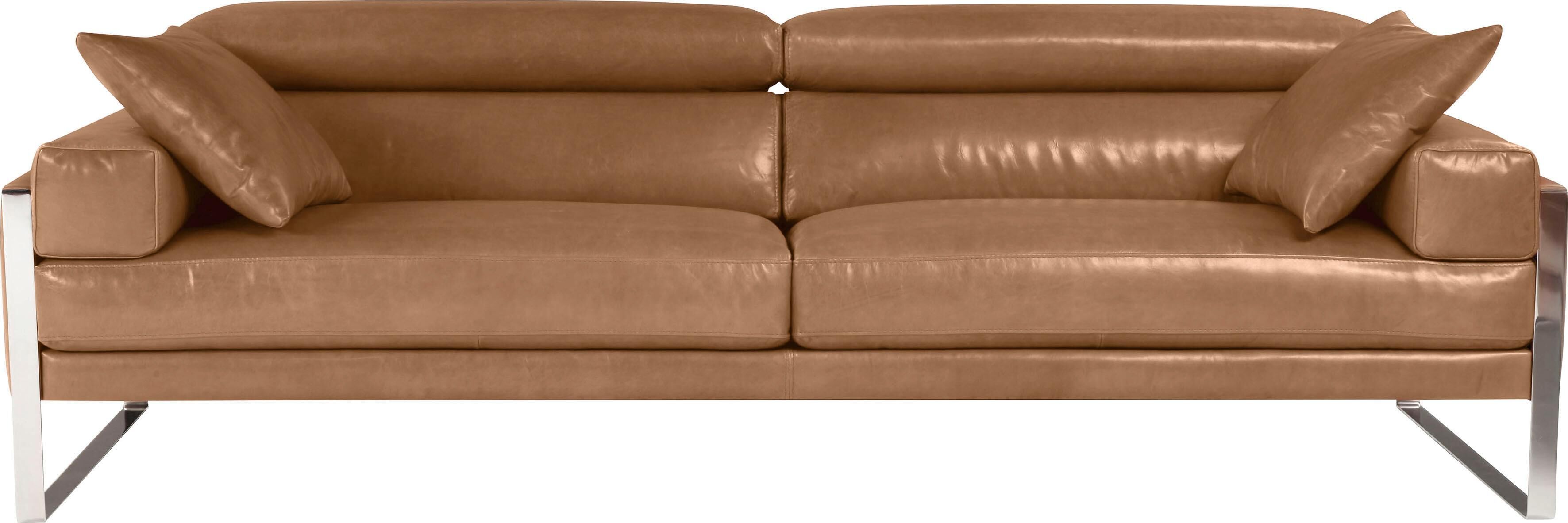 Dekokissen CALIA ITALIA "Romeo", braun (cognac, unifarben), B:40cm L:60cm, Leder, Dekokissen_Sitzkissen_Kissenhüllen, Dekokissen, in gewachstes Anilin-Leder cognac, unifarben B/L: 40cm x 60cm, 1 Stk.