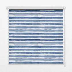 INNENROLLO - Fensterrollo - Rollo - 100x180 cm - Aufgemalte blaue Streifen