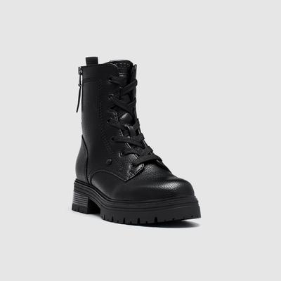 Schnürboots ESPRIT "LILLI", Damen, Gr. 41, Textil, schwarz, Lederimitat, Schuhe Schnürboots, Schnürstiefelette mit Ziereißverschluss an der Außenseite