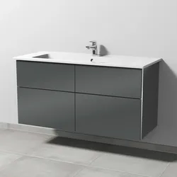 Sanipa Waschtischunterschrank „3way“ 1155 × 591 × 500 mm in Anthrazit (glanz), Becken mittig