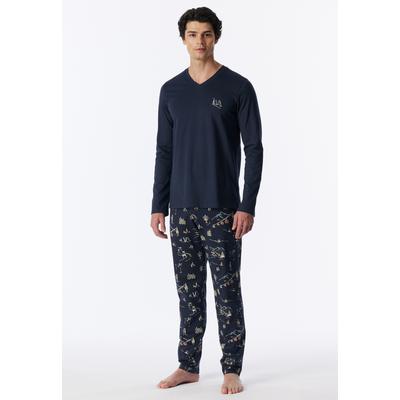 Pyjama SCHIESSER "Family", Herren, Gr. 58, Single Jersey, 860, tiefblau, Single Jersey, Obermaterial: 100% Baumwolle, Homewear-Sets Pyjama