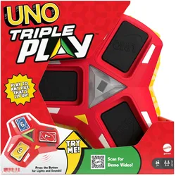 Mattel Games Uno Triple Play (Deutsch, Englisch, Finnisch, Französisch, Italienisch, Niederländisch, Portugiesisch, Schwedisch, Spanisch, 2 - 6 Spieler)