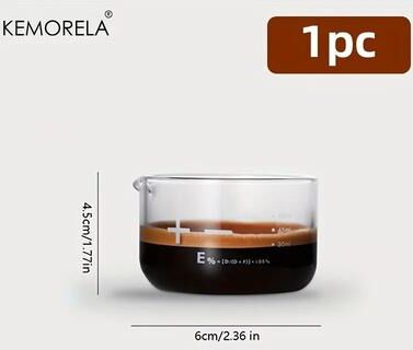 Inspire Select KEMORELA Espresso Shot Glasses With Clear Scale Measuring Cup, Heavy Glass Coffee Cups For Home Barista Accessories 1 Pc 2 Fl Oz
