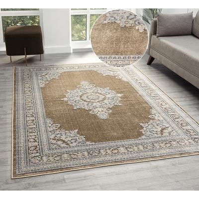 Teppich OTTO HOME "Banli, Vintage-Look, Orient-Optik", beige, B:60cm H:9mm L:90cm, Kunstfaser, Teppiche, Teppich, dezenter Glanz, Schrumpf-Garn-Effekt, Wohnzimmer, Schlafzimmer