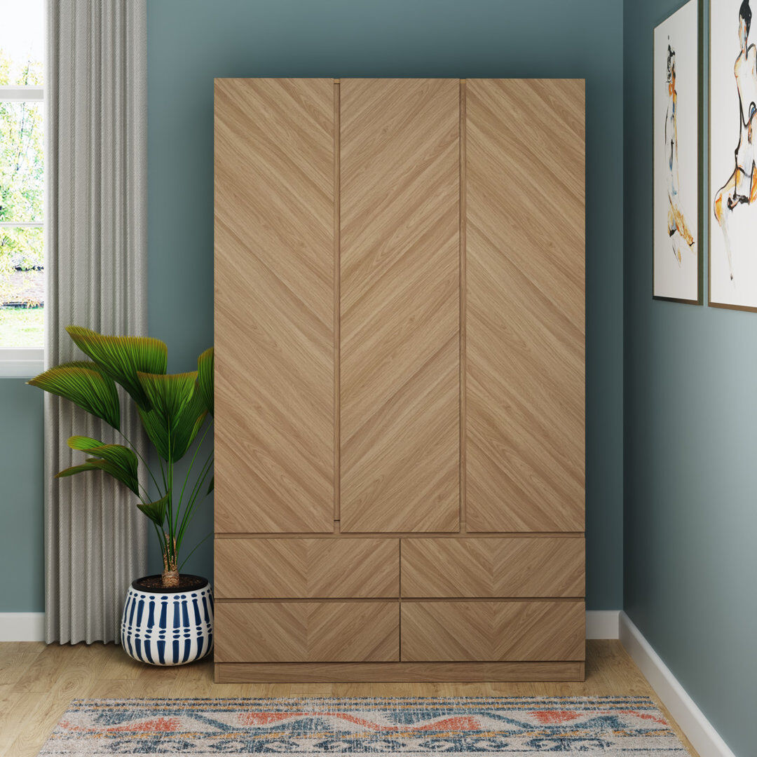 Alpen Home Kascha 3 Door Wardrobe Oak 119.5cm W X 51.3cm D