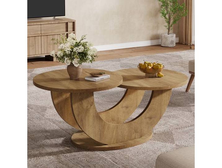 Table Basse - LITTLE TREE - Little Tree - Cadre en U - Rond - Chêne massif