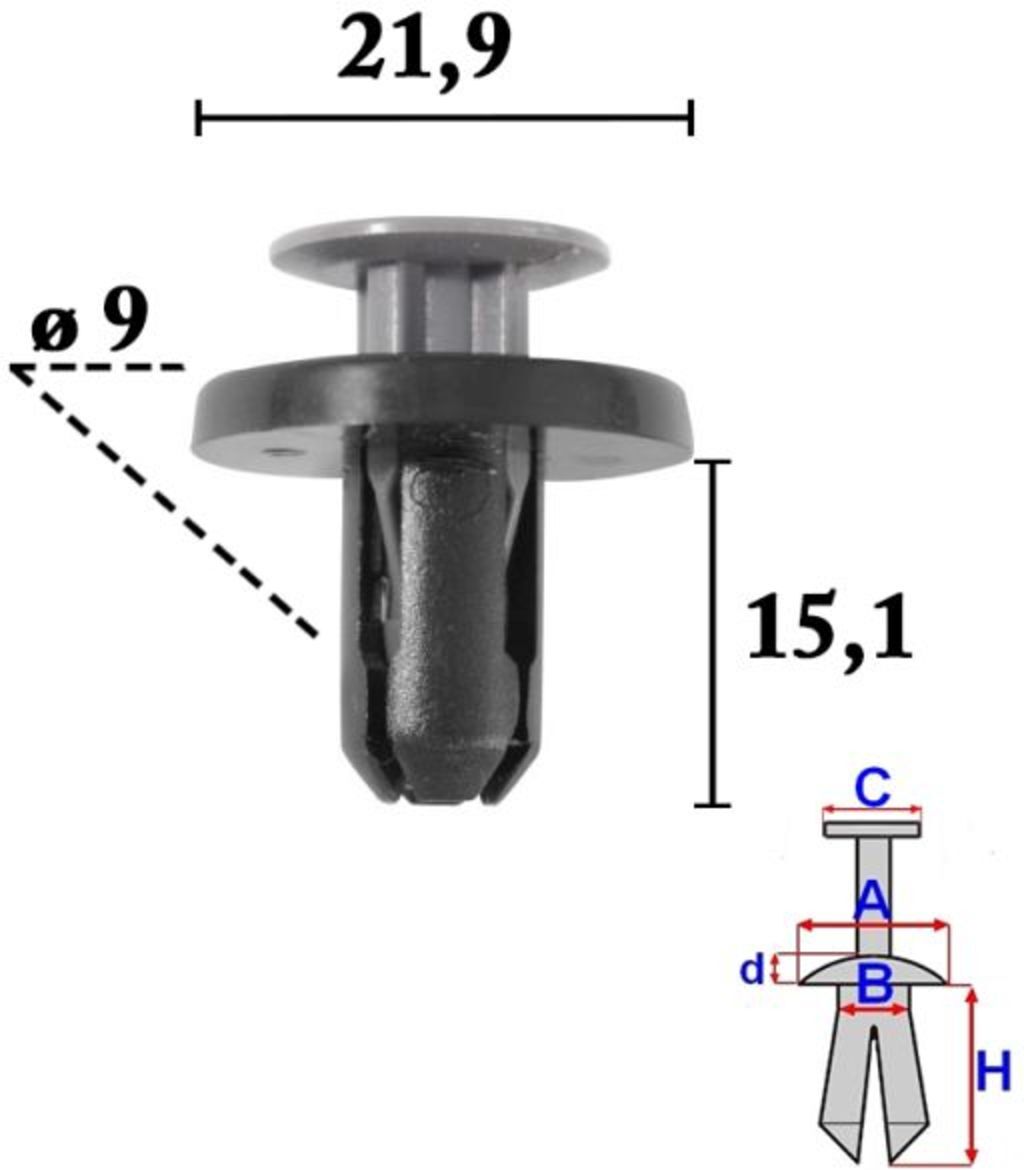 Clip zur Befestigung von Verkleidungen ROMIX ROM C70622