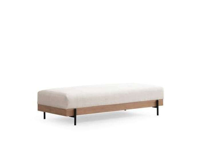 Atelier Del Sofa Stilvoller Pouf mit Buchenholzrahmen, 158 x 68 x 38 cm, weicher Grauer Schaumstoff und tragbares Rückenkissen, Metallbeine, chemisch reinigungsbeständiger Bezug, modernes Design
