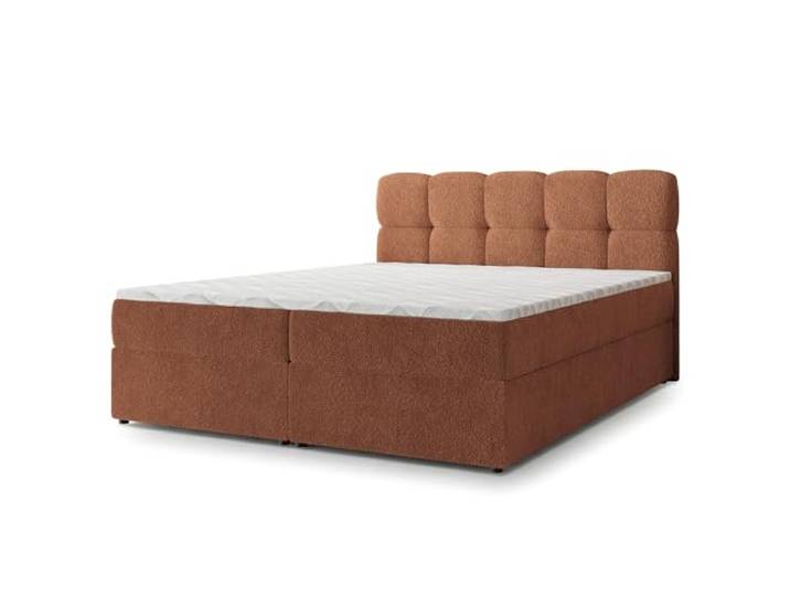 Masseno Boxspringbett MERU Q 200x200 cm Komplett-Set mit Matratze und Topper, Polsterbett mit Zwei Bettkästen -Kupferfarben, Quelle 54