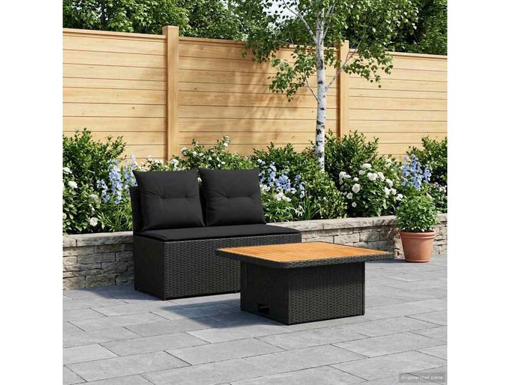 vidaXL 2 Stück Garten Mittel Sofa Mit Hochklapptisch Poly-Rattan
